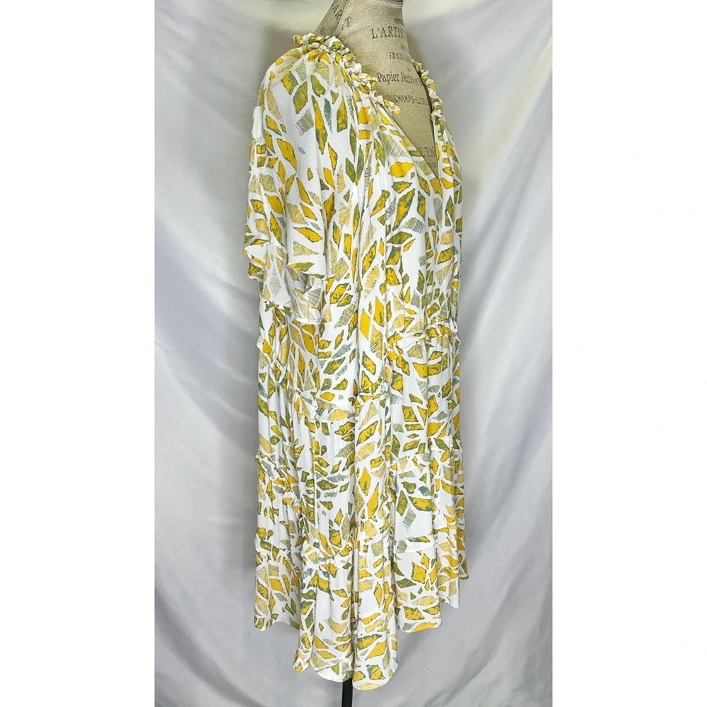 Anthropologie Robin Tiered Mini Dress In Yellow Bohemian Flowy Boho - Picture 4 of 10